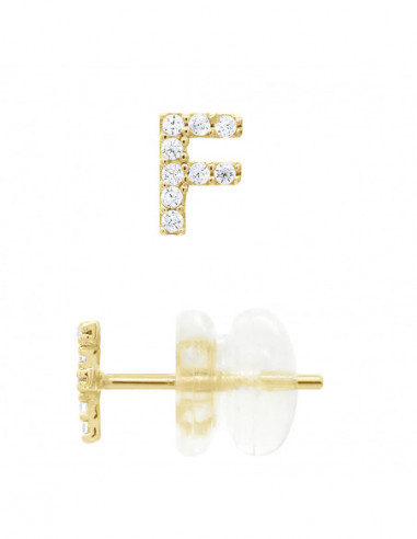 Boucles d'Oreilles Lettre F en Or  - Fia