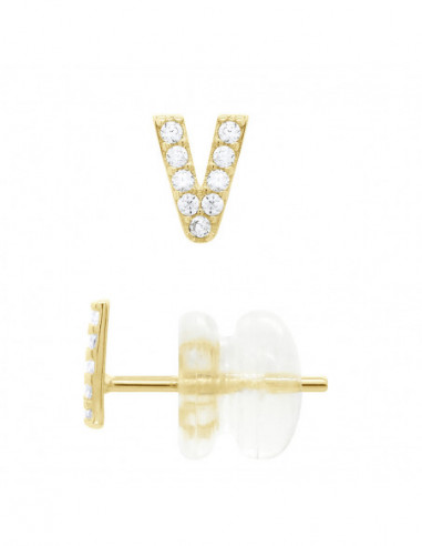 Boucles d'Oreilles Lettre V en Or - Victoria