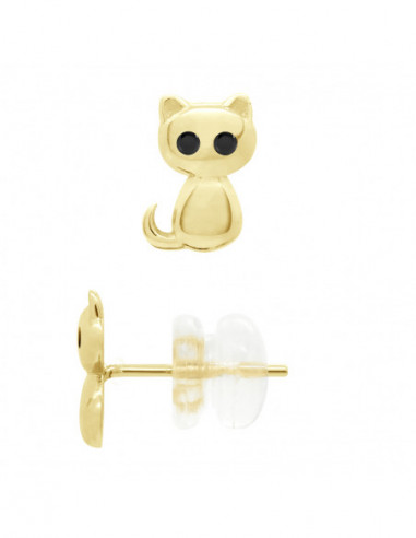 Boucles d'Oreilles Chat en Or - Chao